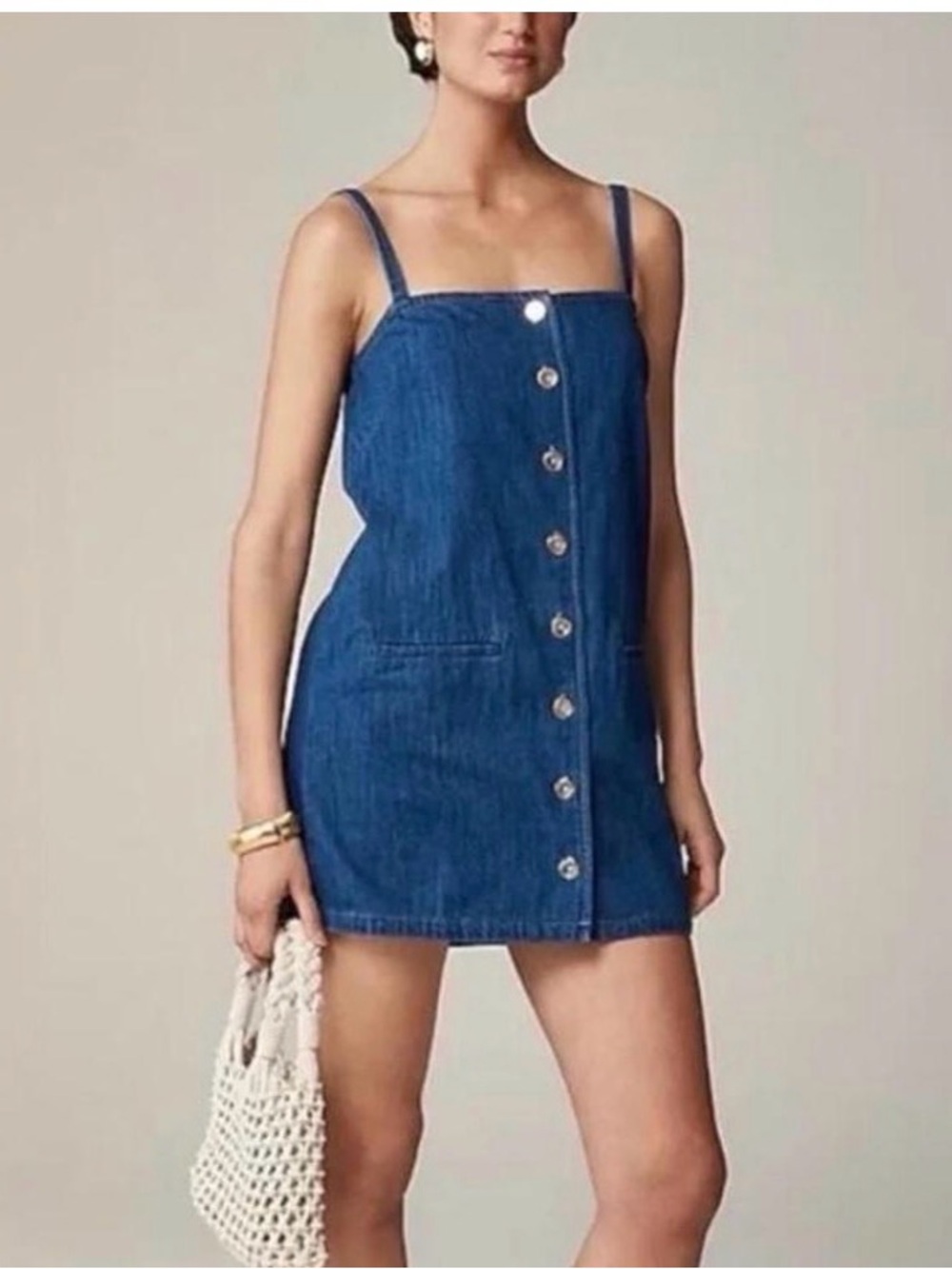 J. Crew Blue Denim Button-Front Mini Dress